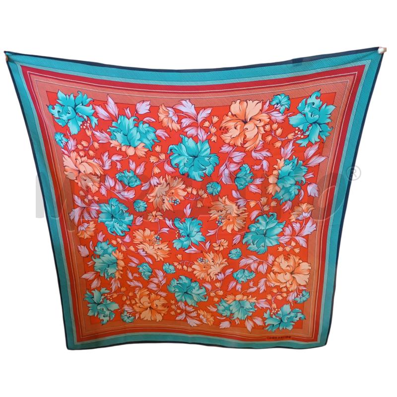 FOULARD GHERARDINI FIORI ROSSO VERDE | Mercatino dell'Usato Verbania 1