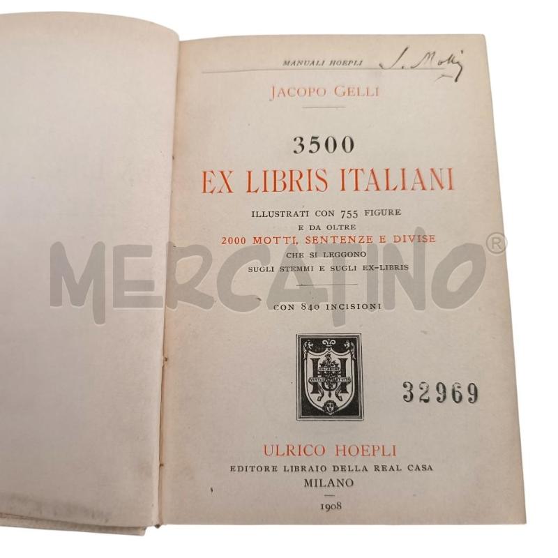 HOEPLI JACOPO GELLI, 3500 EX LIBRIS ITALIANI, 1908 | Mercatino dell'Usato Verbania 4