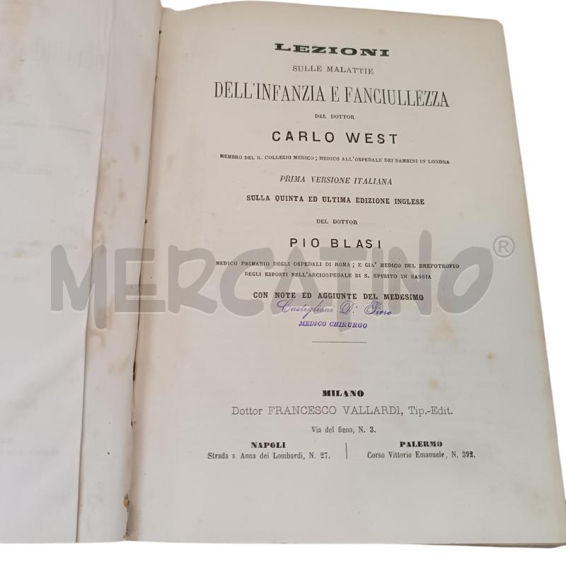 LEZIONI SULLE MALATTIE DELL'INFANZIA DI PIO BLASI 1876 | Mercatino dell'Usato Verbania 3