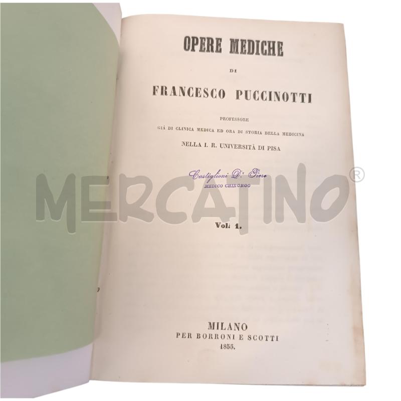 OPERE MEDICHE DI FRANCESCO PUCCINOTTI 2 VOL. 1856 | Mercatino dell'Usato Verbania 3