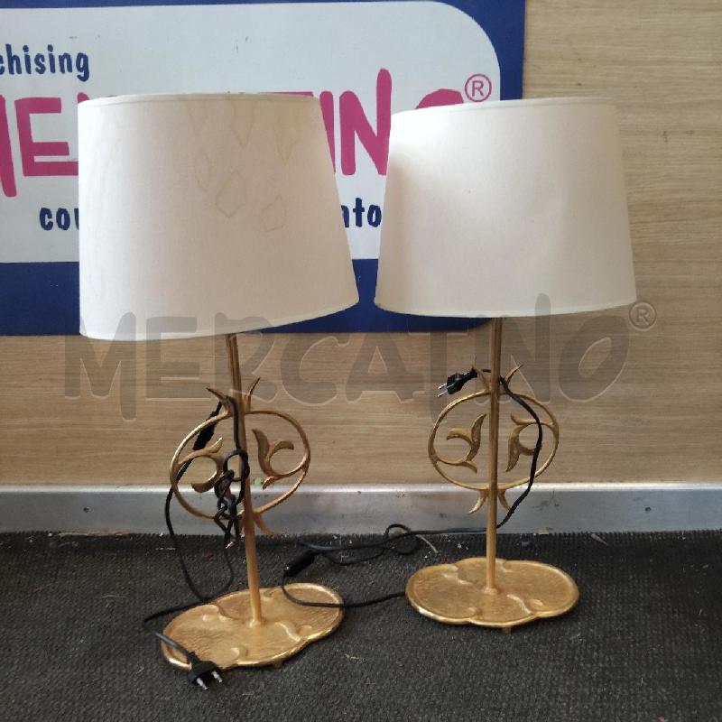 ABAT JOUR COPPIA BASE FERRO DORATO CAPPELLO PANNA | Mercatino dell'Usato Domodossola 1