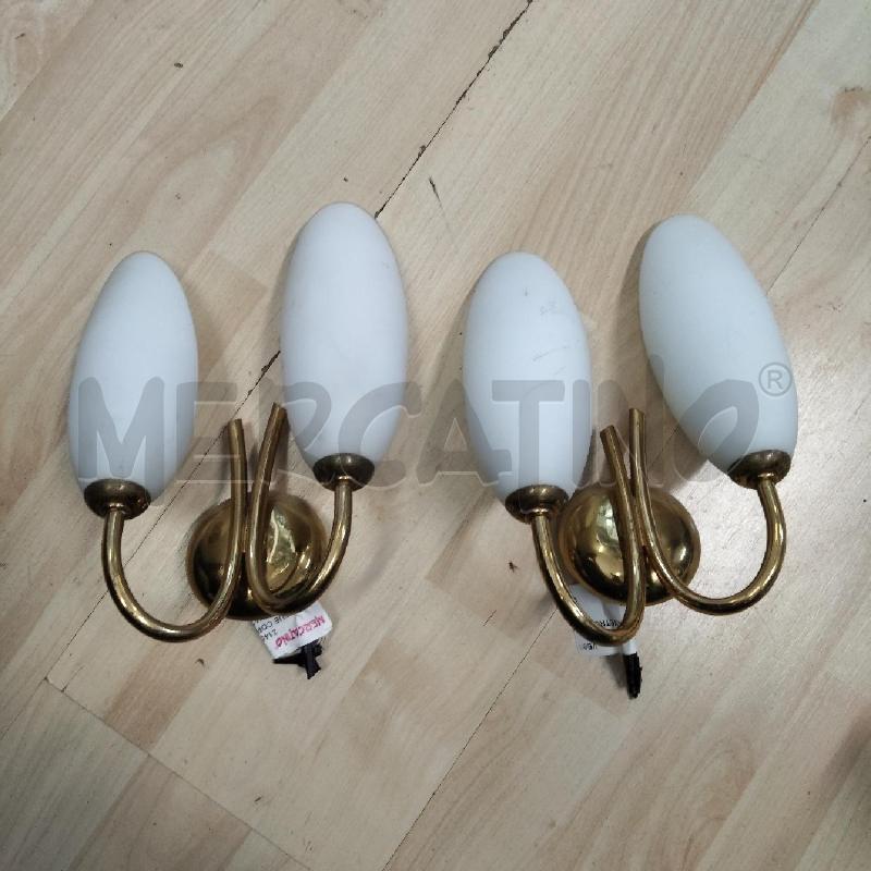 APPLIQUE COPPIA VETRO OTTONE 2 LUCI | Mercatino dell'Usato Domodossola 1