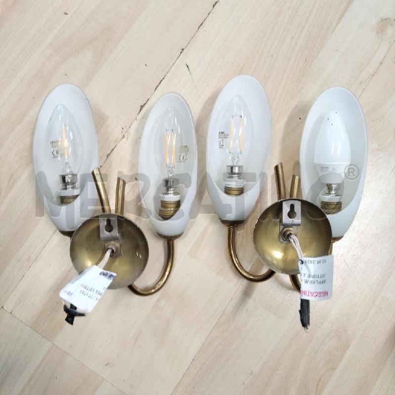 APPLIQUE COPPIA VETRO OTTONE 2 LUCI | Mercatino dell'Usato Domodossola 2