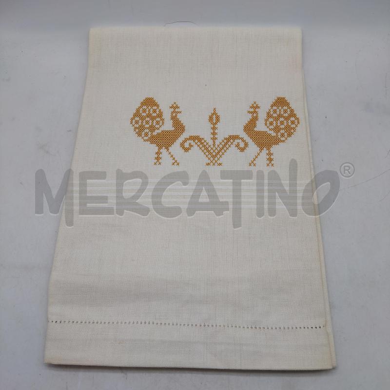 ASCIUGA MANO LINO RICAMATO UCELLI BEIGE | Mercatino dell'Usato Domodossola 1