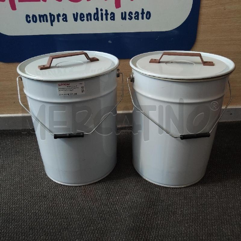 BIDONE CON COPERCHIO BIANCHI METALLO  | Mercatino dell'Usato Domodossola 1