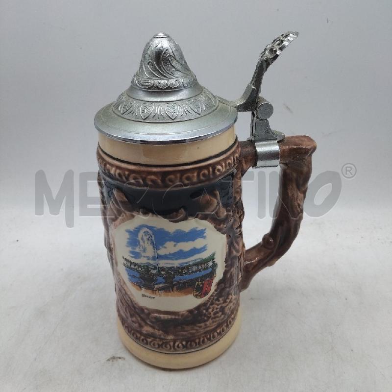 BOCCALE BIRRA CERAMICA GENEVE COPERCHIO PELTRO | Mercatino dell'Usato Domodossola 2
