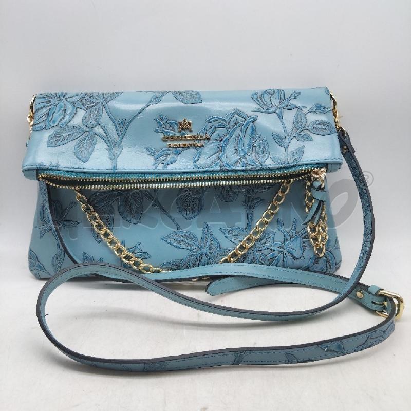 BORSA DONNA AZZURRA FIORATA CATENA TRACOLLA + BUSTINA CUOIERIA FIORENTINA | Mercatino dell'Usato Domodossola 2