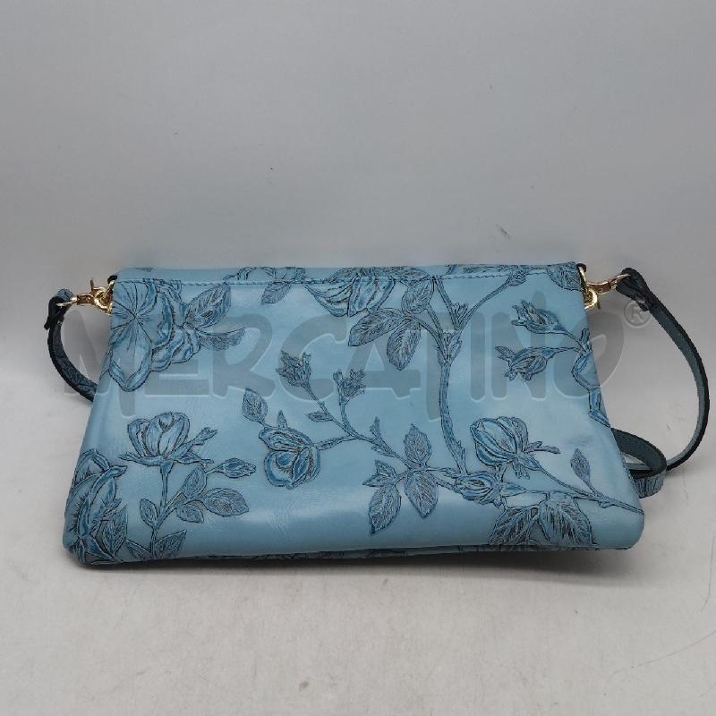BORSA DONNA AZZURRA FIORATA CATENA TRACOLLA + BUSTINA CUOIERIA FIORENTINA | Mercatino dell'Usato Domodossola 3
