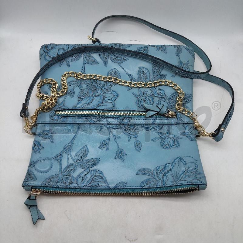 BORSA DONNA AZZURRA FIORATA CATENA TRACOLLA + BUSTINA CUOIERIA FIORENTINA | Mercatino dell'Usato Domodossola 4