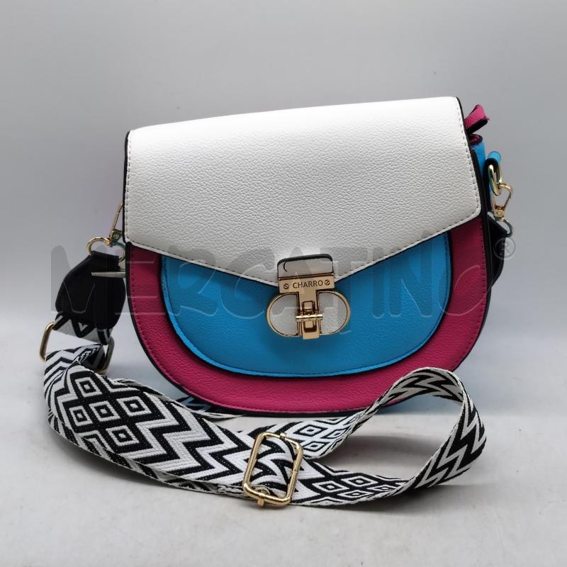 BORSA DONNA AZZURRA ROSA BIANCA CHARRO | Mercatino dell'Usato Domodossola 1