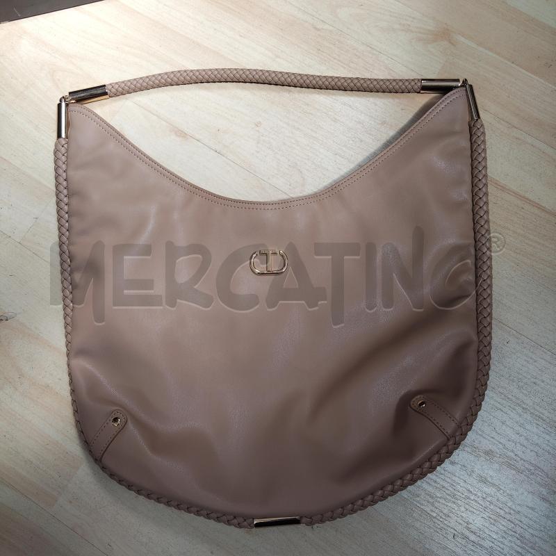 BORSA DONNA A SACCA BEIGE PELLE A SPALLA PROFILO INTRECCIATO TWIN-SET | Mercatino dell'Usato Domodossola 1