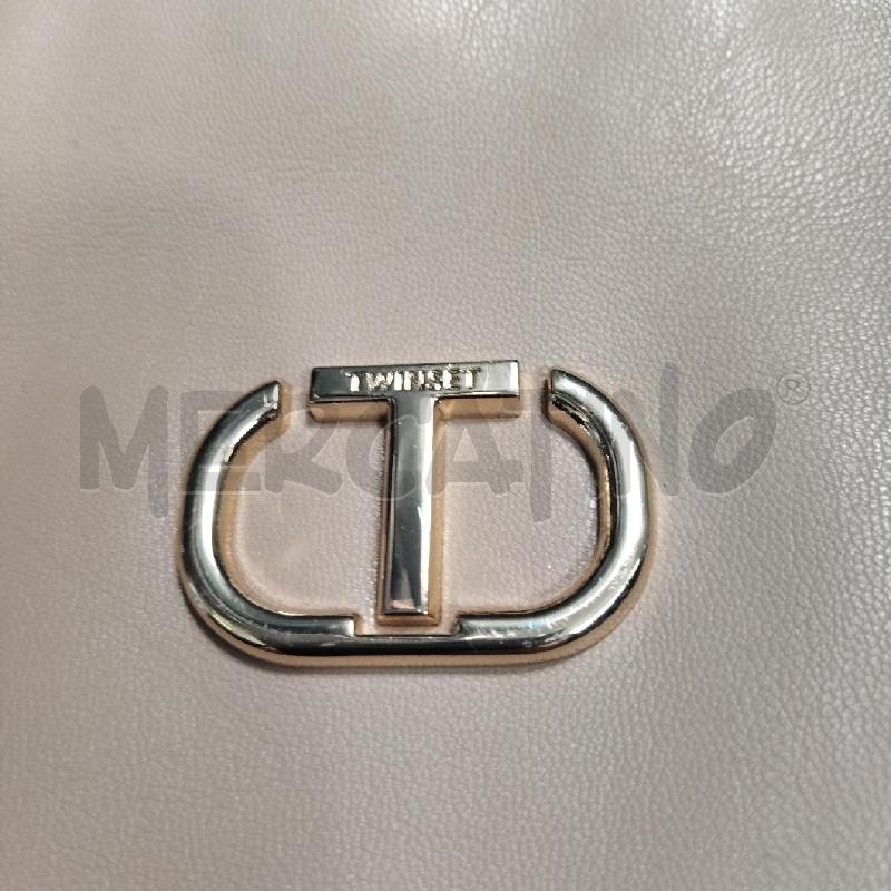 BORSA DONNA A SACCA BEIGE PELLE A SPALLA PROFILO INTRECCIATO TWIN-SET | Mercatino dell'Usato Domodossola 3