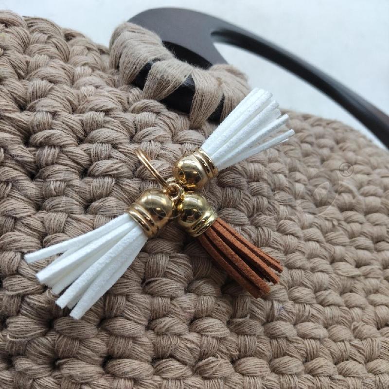 BORSA DONNA BEIGE HANDMADE TRACOLLA MANICI LEGNO  | Mercatino dell'Usato Domodossola 3