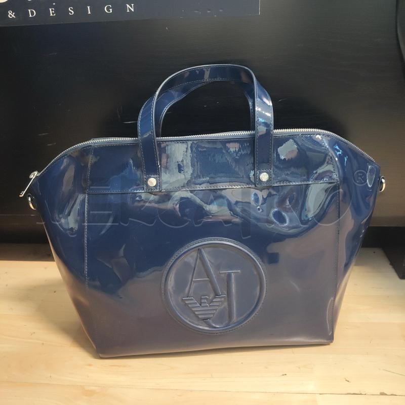 BORSA DONNA DOPPIO MANIOCO TRACOLLA BLU LUCIDO ARMANI JEANS | Mercatino dell'Usato Domodossola 1