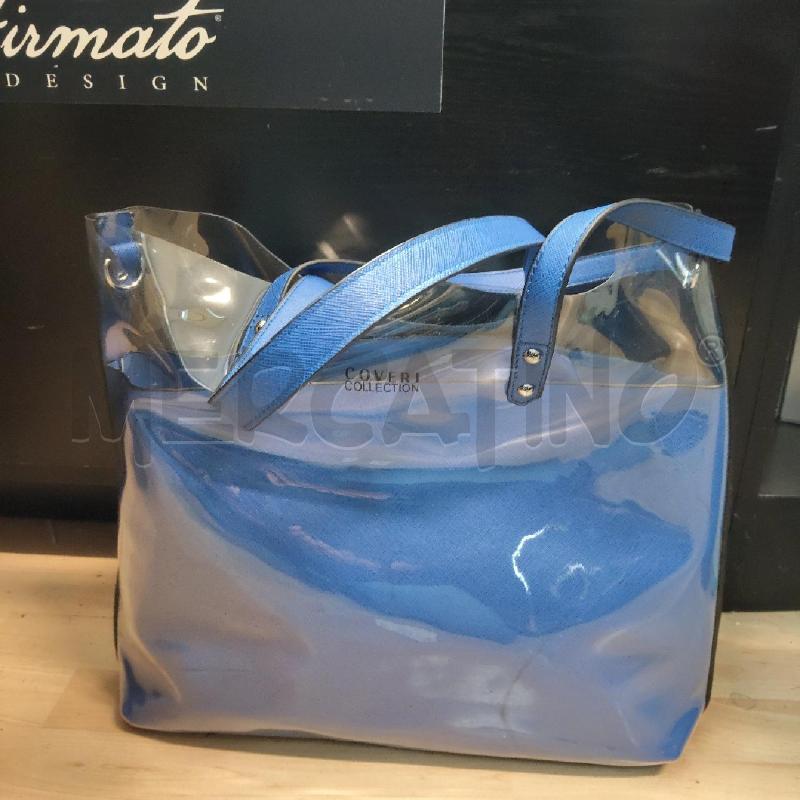 BORSA DONNA ENRICO COVERI BLU ELETTRICO TRASPARENTE | Mercatino dell'Usato Domodossola 1
