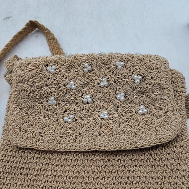 BORSA DONNA FILO BEIGE PERLINE  | Mercatino dell'Usato Domodossola 2