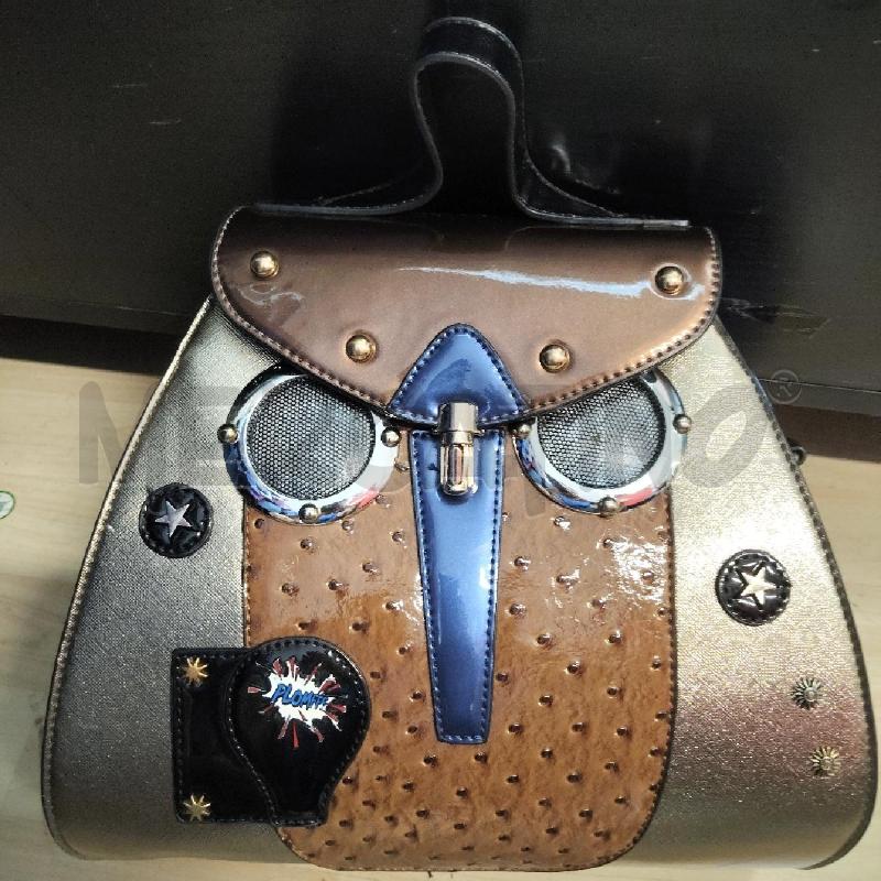 BORSA DONNA FORMA GUFO MARRONE BLU ELETTRICO  | Mercatino dell'Usato Domodossola 1