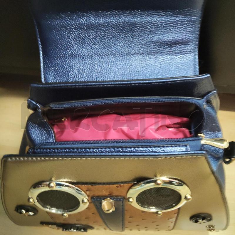 BORSA DONNA FORMA GUFO MARRONE BLU ELETTRICO  | Mercatino dell'Usato Domodossola 4