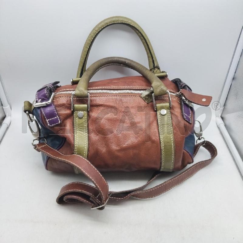 BORSA DONNA PELLE MARRONE VERDE VIOLA | Mercatino dell'Usato Domodossola 1