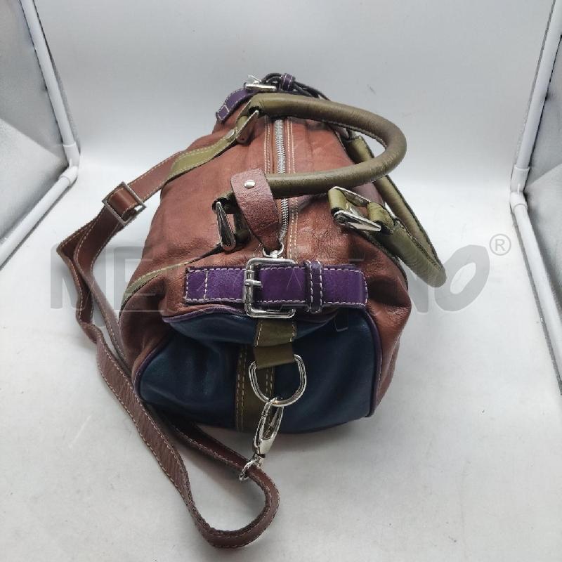 BORSA DONNA PELLE MARRONE VERDE VIOLA | Mercatino dell'Usato Domodossola 2