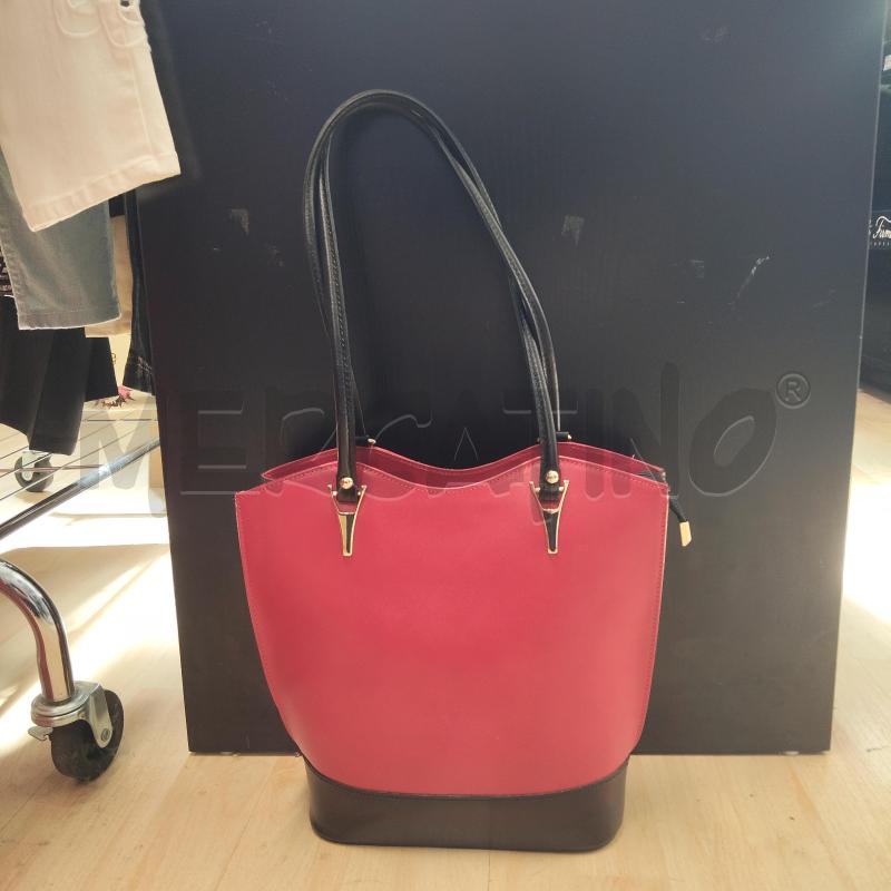 BORSA DONNA ROSSA NERA VERA PELLE MADE IN ITLAY | Mercatino dell'Usato Domodossola 1