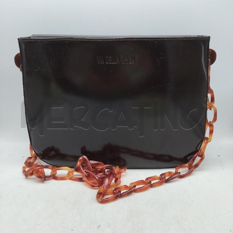BORSA DONNA VIA DELLA SPIUGA MARRONE TRACOLLA CATENA PLASTICA | Mercatino dell'Usato Domodossola 1