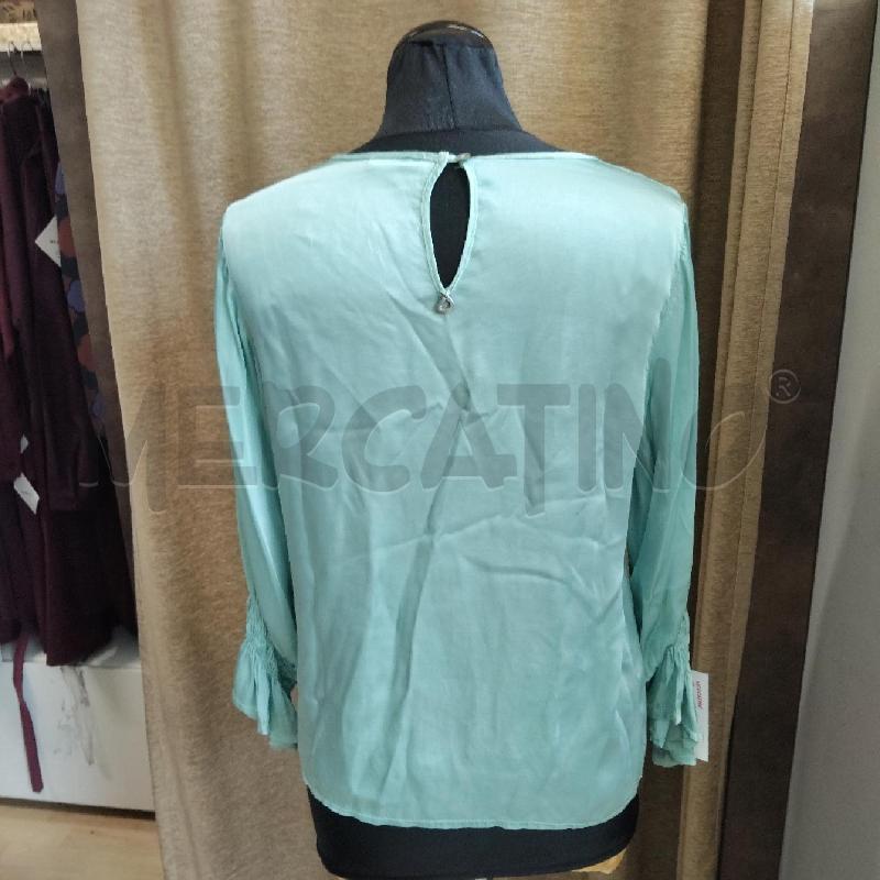CAMICIA DONNA CHIUSA VERDE ACQUA BOTTONE DIETRO VOULANT AI POLSI DIXIE  | Mercatino dell'Usato Domodossola 3