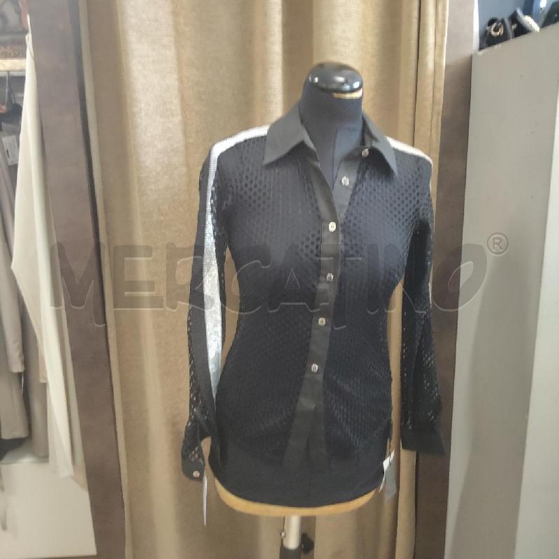CAMICIA DONNA NERA TRAFORATA BANDE ARGENTATE ROCCO BAROCCO | Mercatino dell'Usato Domodossola 1