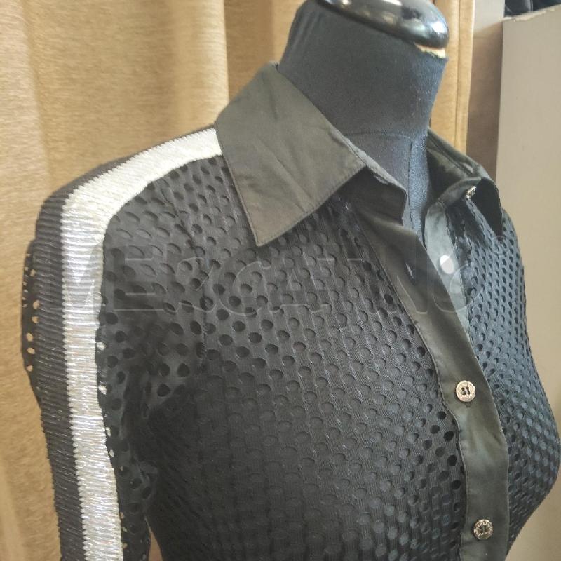 CAMICIA DONNA NERA TRAFORATA BANDE ARGENTATE ROCCO BAROCCO | Mercatino dell'Usato Domodossola 4