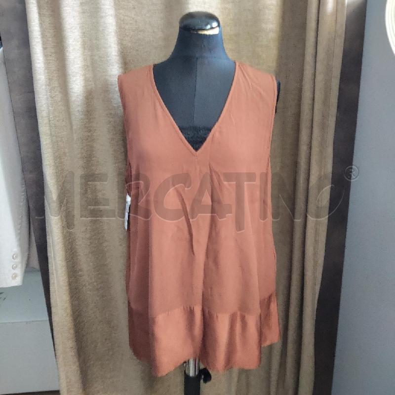 CANOTTA DONNA MARRONE INSERTO PIZZO NERO FIORELLA RUBINO | Mercatino dell'Usato Domodossola 1