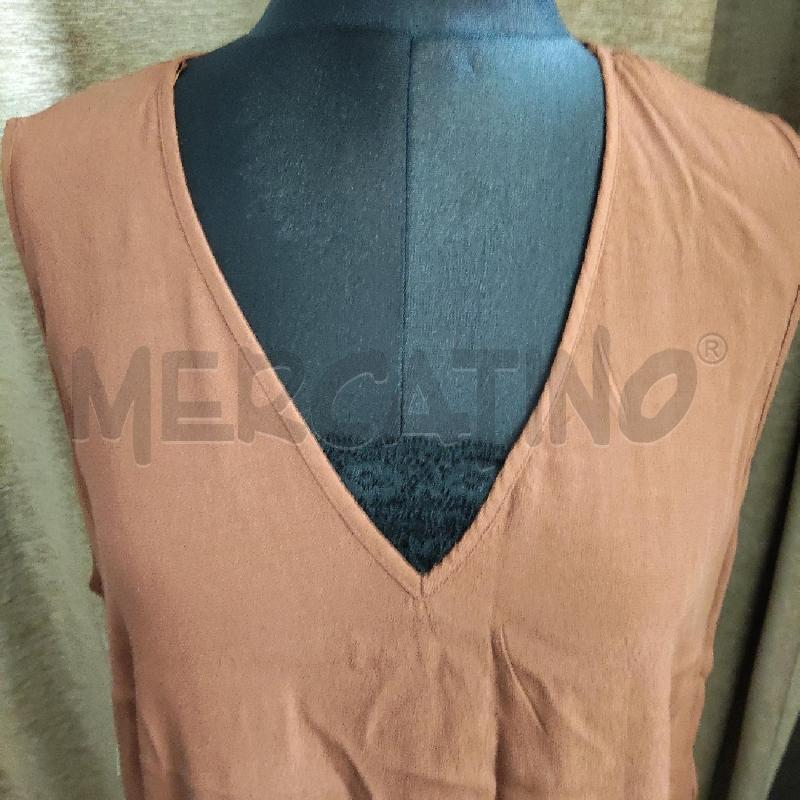 CANOTTA DONNA MARRONE INSERTO PIZZO NERO FIORELLA RUBINO | Mercatino dell'Usato Domodossola 2
