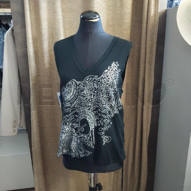 CANOTTA DONNA NERA DISEGNO ARGENTATO ELENA MIRO | Mercatino dell'Usato Domodossola 1