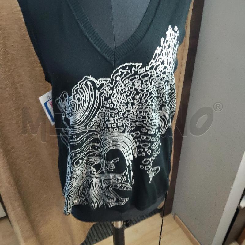 CANOTTA DONNA NERA DISEGNO ARGENTATO ELENA MIRO | Mercatino dell'Usato Domodossola 2