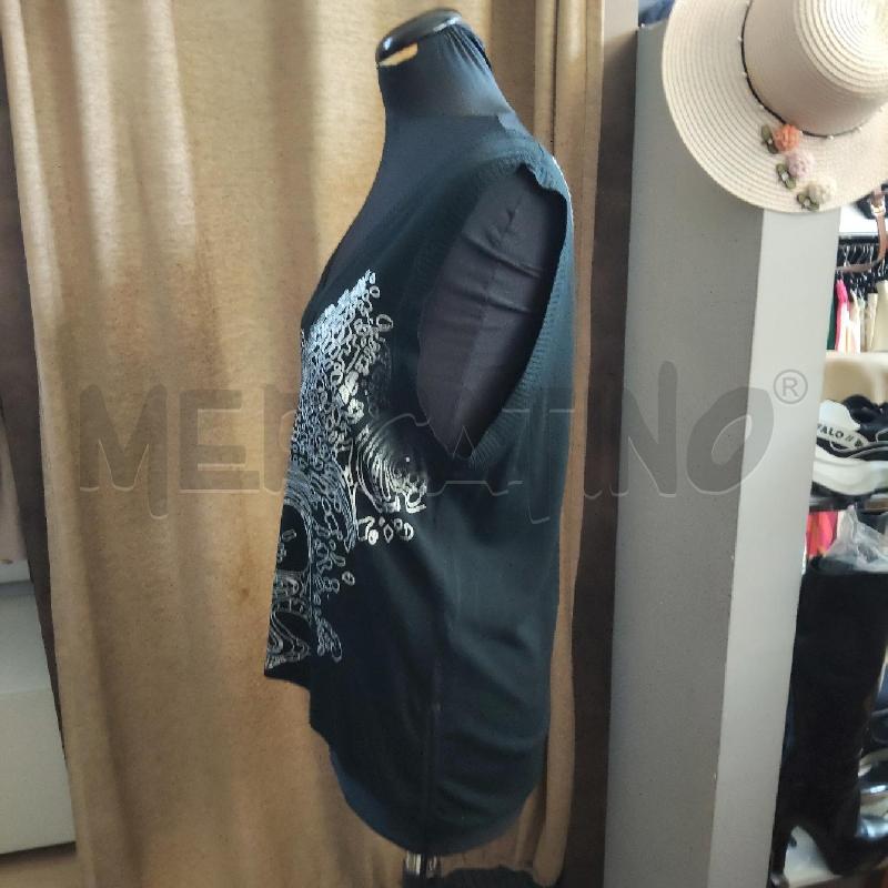 CANOTTA DONNA NERA DISEGNO ARGENTATO ELENA MIRO | Mercatino dell'Usato Domodossola 3