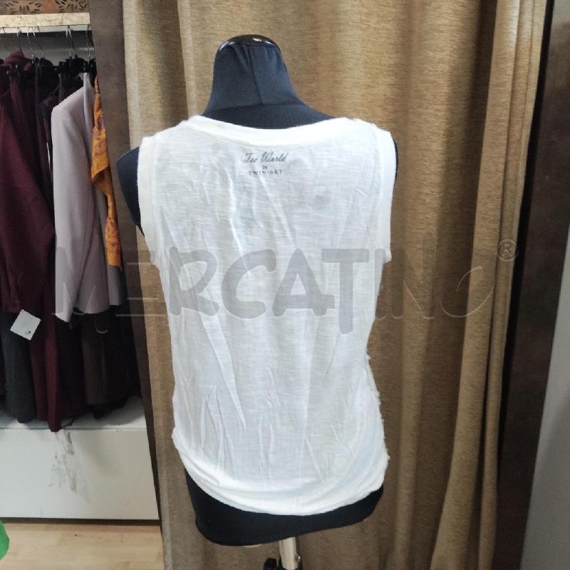 CANOTTA DONNA TWIN SET BIANCA PAIETTES SCRITTA  | Mercatino dell'Usato Domodossola 3