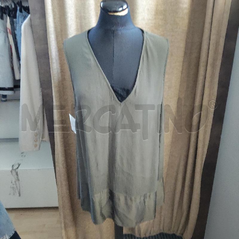 CANOTTA DONNA VERDE INSERTO PIZZO NERO FIORELLA RUBINO | Mercatino dell'Usato Domodossola 1