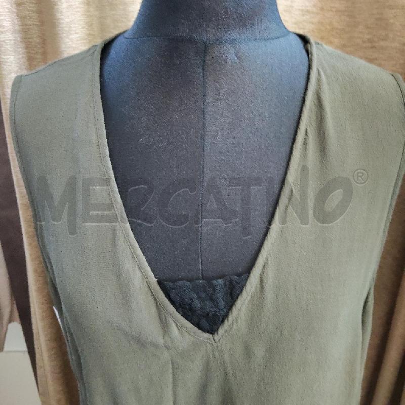 CANOTTA DONNA VERDE INSERTO PIZZO NERO FIORELLA RUBINO | Mercatino dell'Usato Domodossola 2