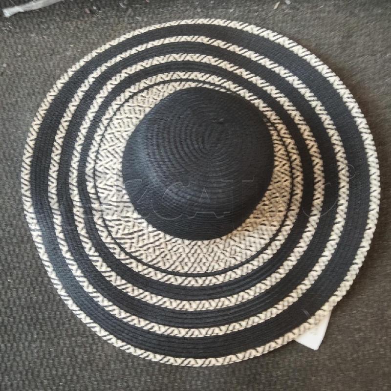 CAPPELLO DONNA PAGLIA GRANDE NERO BEIGE CHEVIGNON | Mercatino dell'Usato Domodossola 1