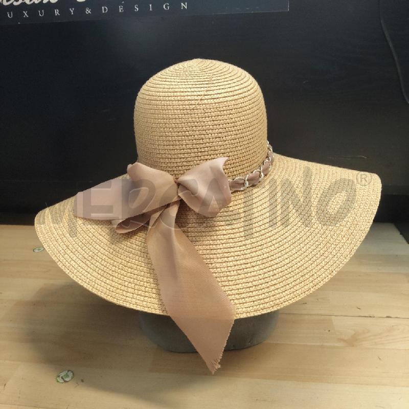 CAPPELLO DONNA PAGLIA NASTRO MARRONE CON FIOCCO | Mercatino dell'Usato Domodossola 2