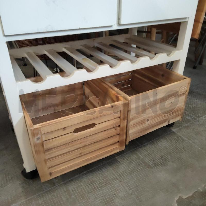 CARRELLINO BIANCO E LEGNO 2 CASSETTI 2 CONTENITORI | Mercatino dell'Usato Domodossola 3