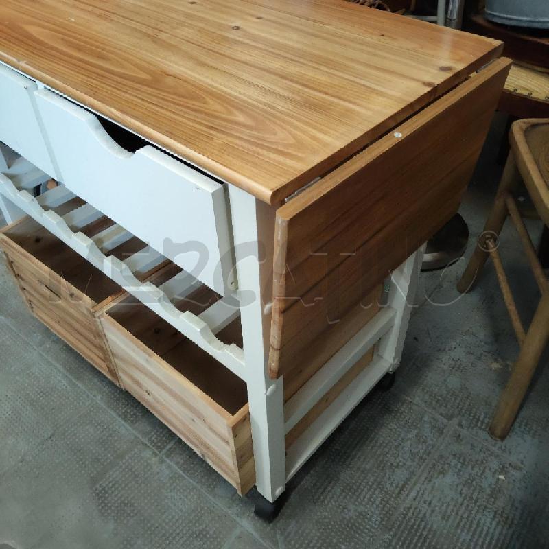 CARRELLINO BIANCO E LEGNO 2 CASSETTI 2 CONTENITORI | Mercatino dell'Usato Domodossola 4
