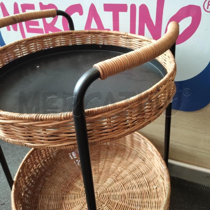 CARRELLO METALLO NERO 2 CESTI VIIMINI | Mercatino dell'Usato Domodossola 3