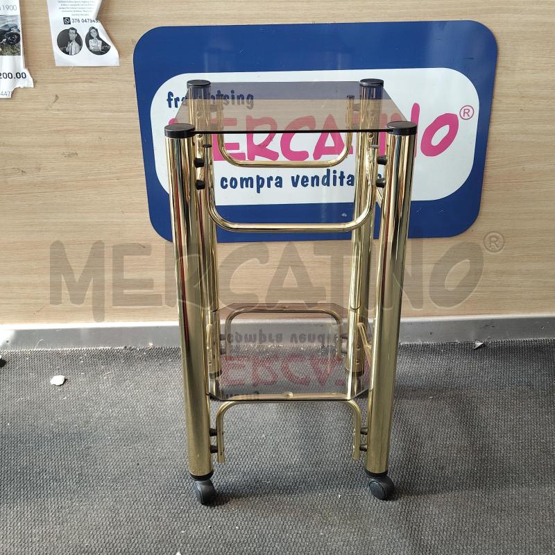 CARRELLO VETRO METALLO DORATO QUADRATO | Mercatino dell'Usato Domodossola 1