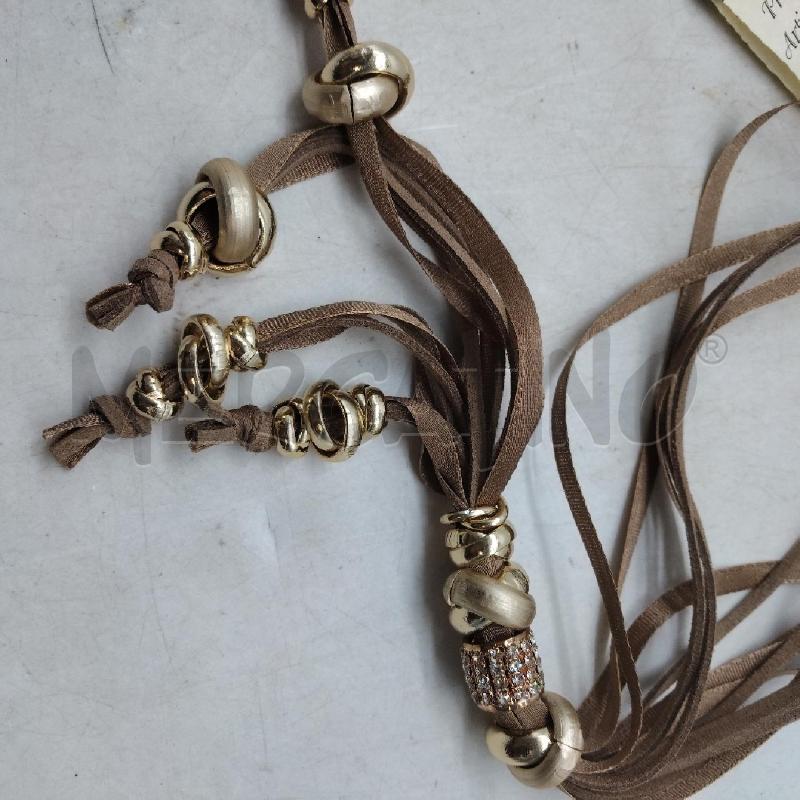 COLLANA ARTIGIANALE CORDINO BEIGE CIONDOLI ORO ARTIGIANALE | Mercatino dell'Usato Domodossola 2