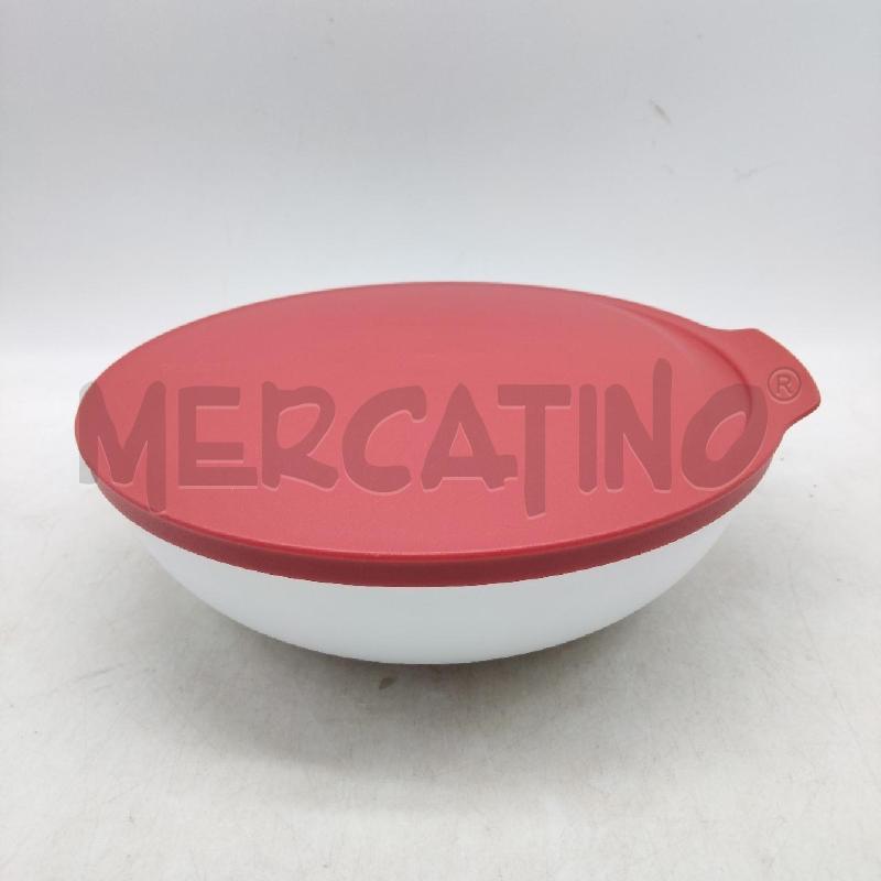CONTENITORE PLASTICA TUPPERWARE BIANCO ROSSO COPERCHIO  | Mercatino dell'Usato Domodossola 1