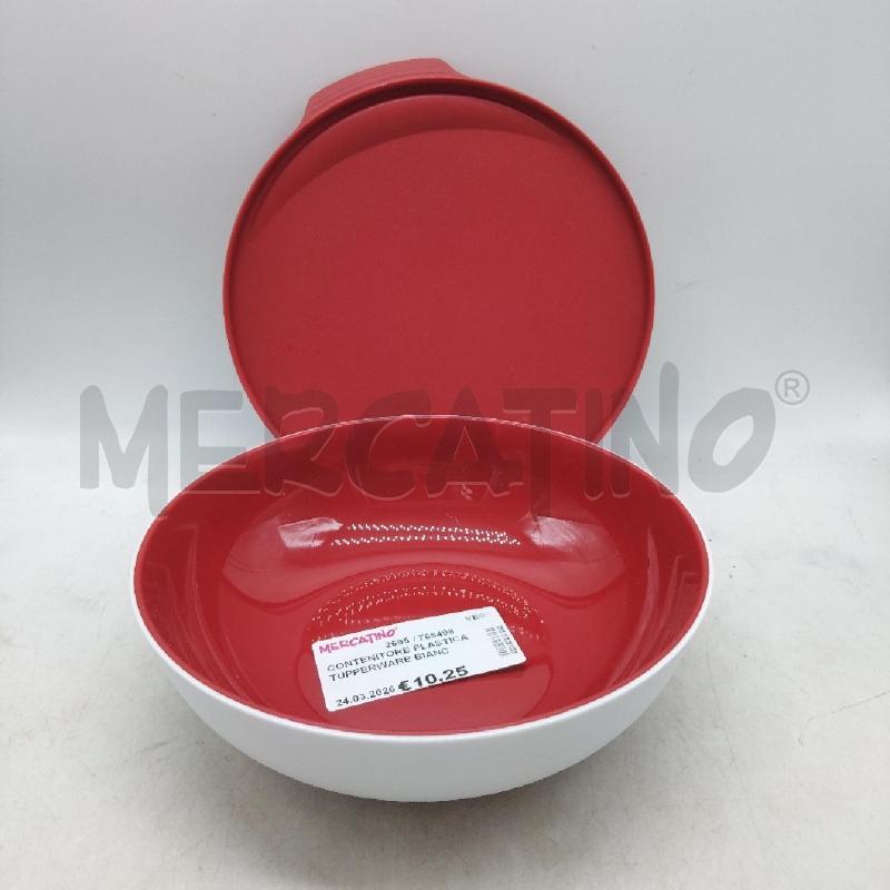 CONTENITORE PLASTICA TUPPERWARE BIANCO ROSSO COPERCHIO  | Mercatino dell'Usato Domodossola 3