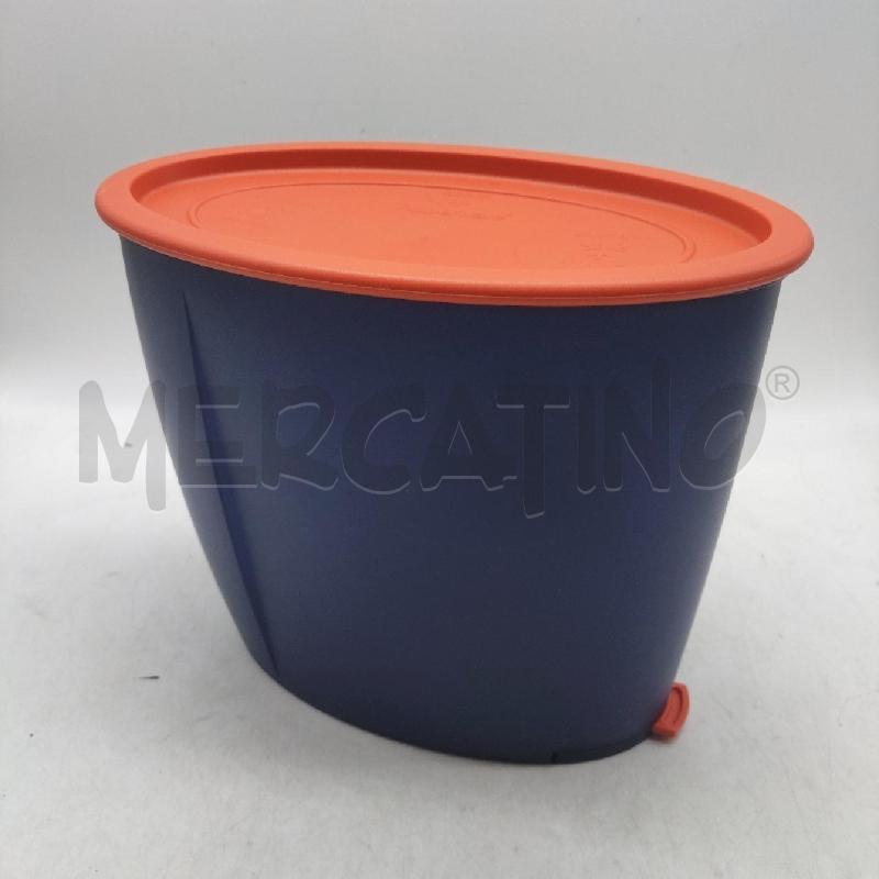 CONTENITORE PLASTICA TUPPERWARE PICCOLO BLU TAPPO ARANCIONE | Mercatino dell'Usato Domodossola 1