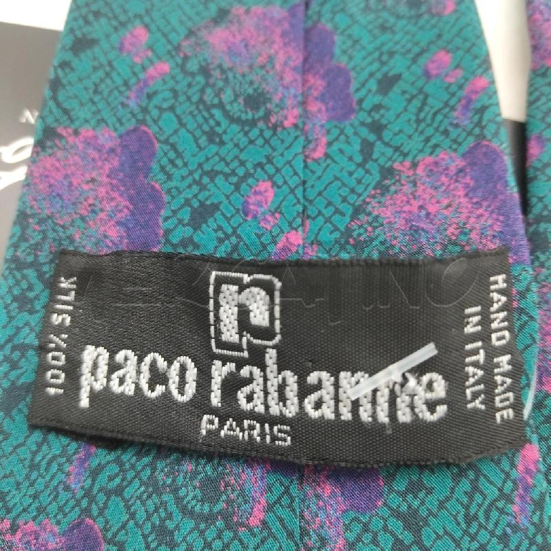 CRAVATTA VERDE OTTABIO FANTASIA VIOLA FUCSIA PACO RABANNE SETA | Mercatino dell'Usato Domodossola 3