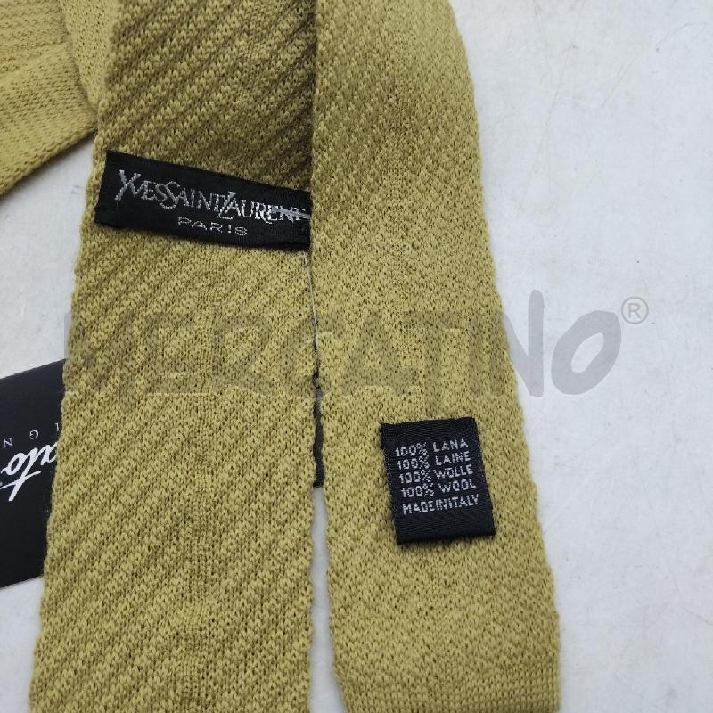 CRAVATTA VERDE SENAPE LANA IVES SAINT LAURENT | Mercatino dell'Usato Domodossola 3