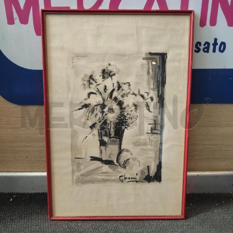 DISEGNO FIORI NERO CORNICE ROSSA | Mercatino dell'Usato Domodossola 1